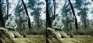 Japanese officer performing seppuku during World War II