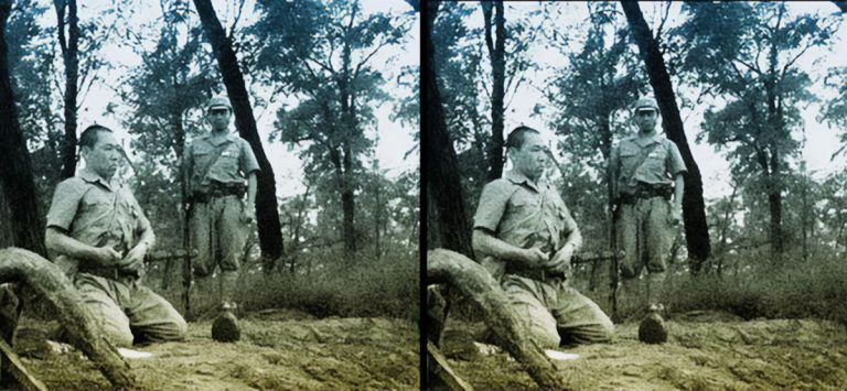 Japanese Officer Performing Seppuku During World War II
