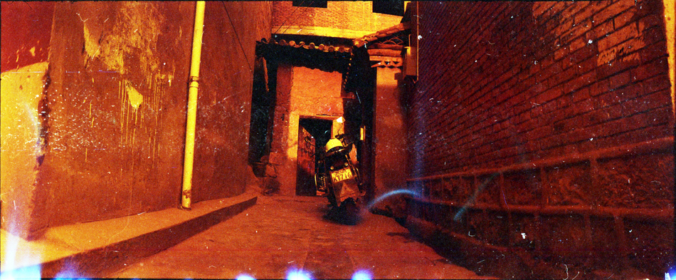 ai generative fill analog pictures, alley