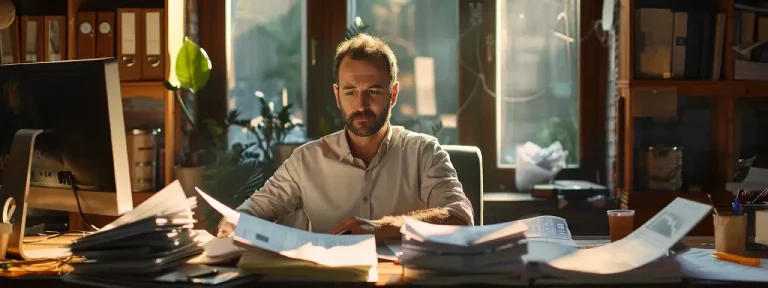 A man utilizing his knowledge of project invoicing on his financial statements.