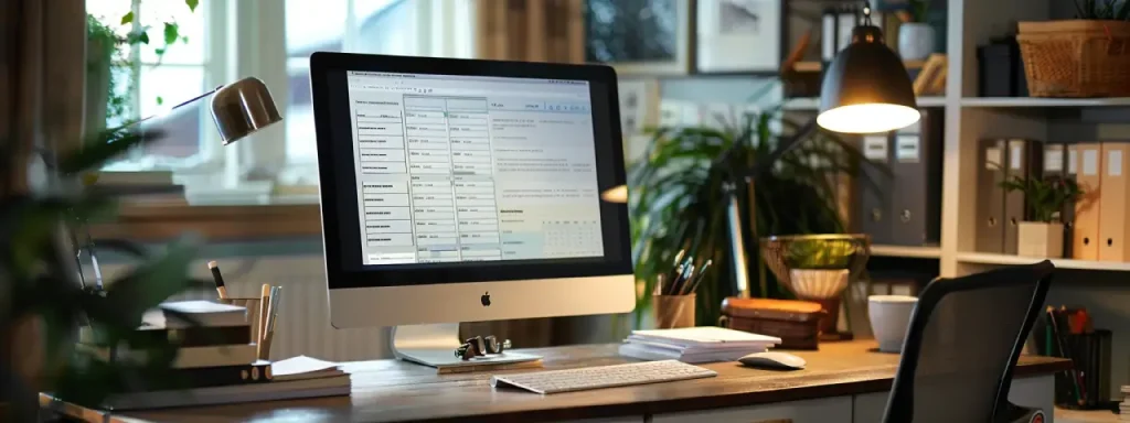 An iMac setup with project invoicing software.