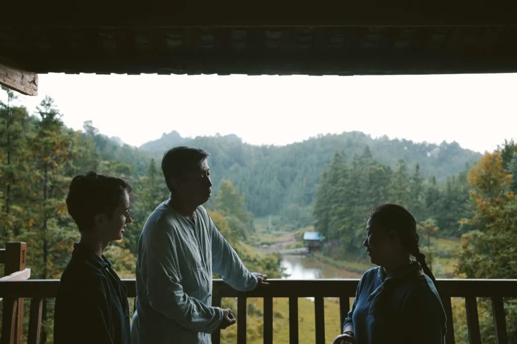 Pauline Ferrières, Zhang Xing, Yang Yi at the studio