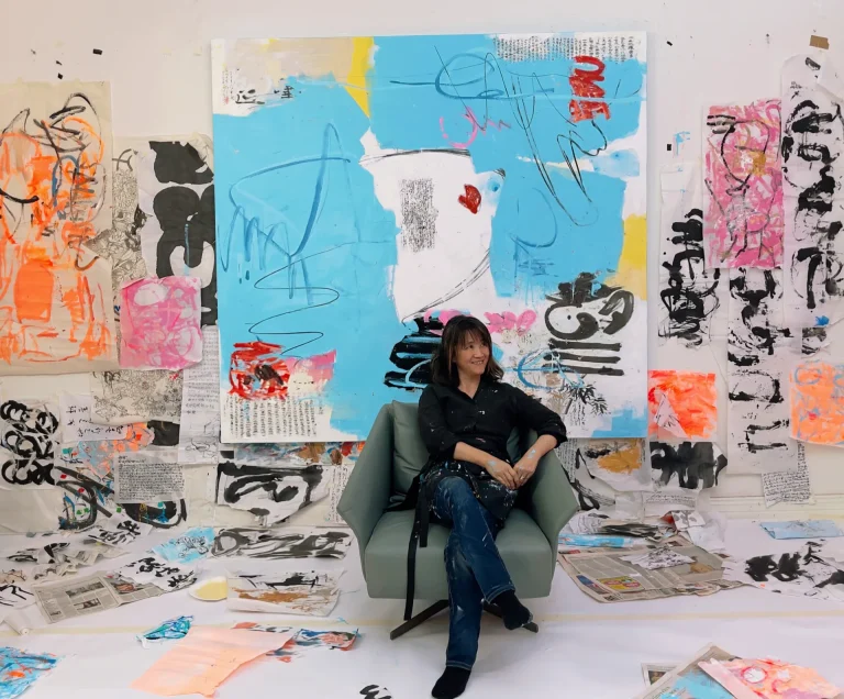 Canal Cheong Jagerroos with her new work at her Helsinki studio, 2026, Photo courtesy of the artist
