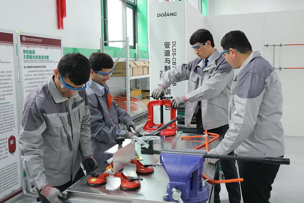 Students learn skills in the Luban Workshop in Dushanbe, capital of Tajikistan, April 17, 2023