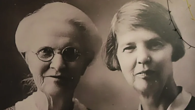An image of Lydia Trimble (L) is displayed at the Kuliang Family Stories Museum in Kuliang